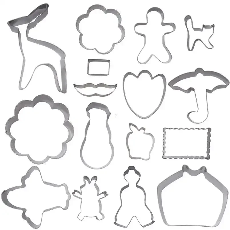 Various Stainless Steel Baking Tools,Cartoon Characters Natural Animals Plants,Cookie Press Stamp Cutter, Cake Dessert Moulds