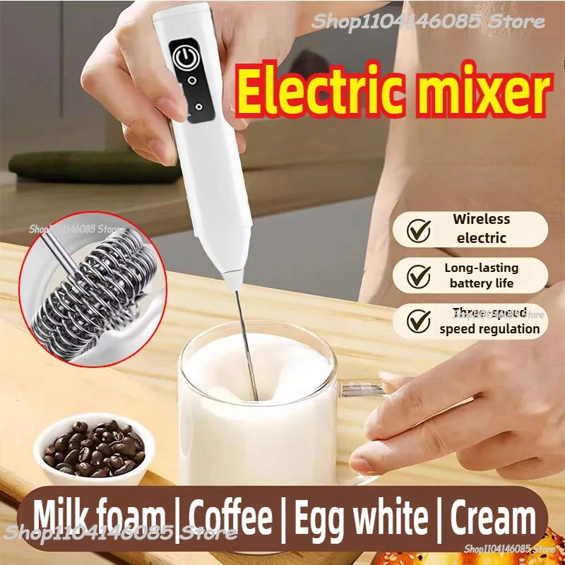 Kabelloser Milchaufschäumer, elektrischer Typ-C-Handmixer, Mini-Kaffeemaschine aus Edelstahl, Schneebesen, Mixer für Kaffee, Cappuccino, Creme