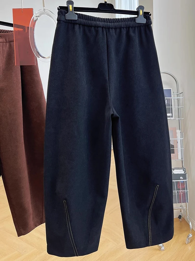 2023 Autumn Winter Vintage High Waist Pants Woman Baggy Casual Pants Loose Wide Leg Thickened Trousers Women