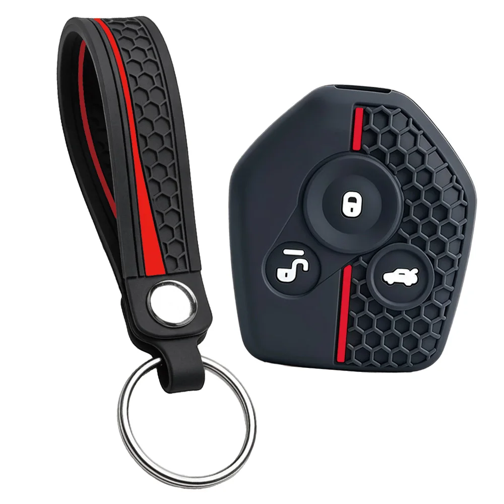 For Subaru Forester Outback Legacy XV Crosstrek Impreza silicone fixed blade key cover with compact finger loop and key ring