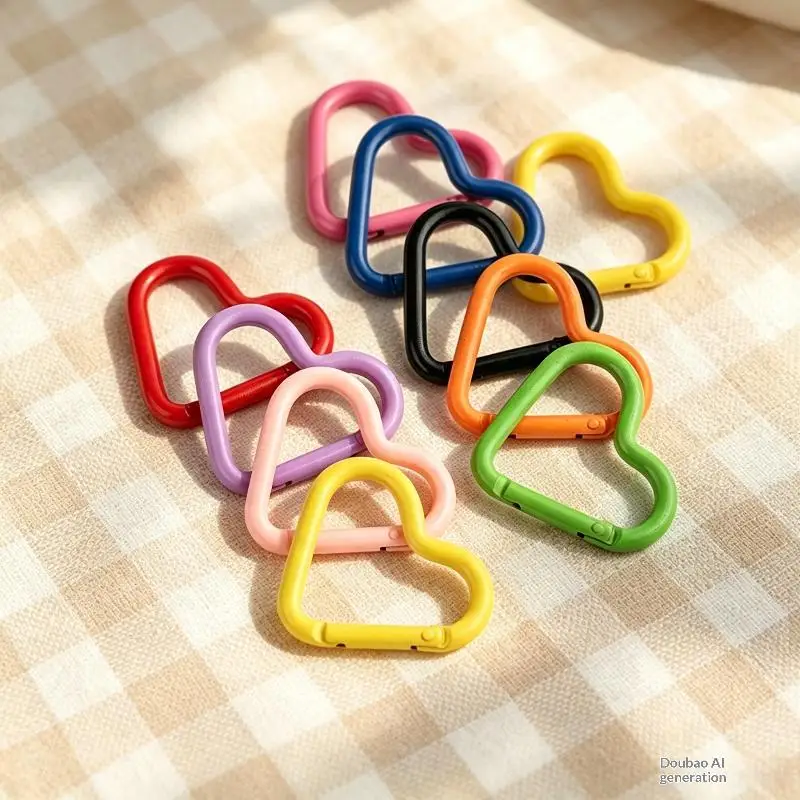 5PCS Heart Shaped Carabiner Key Ring Set Sturdy Small Hook Clips for DIY Jewelry Making Gift for Friends Free Shipping