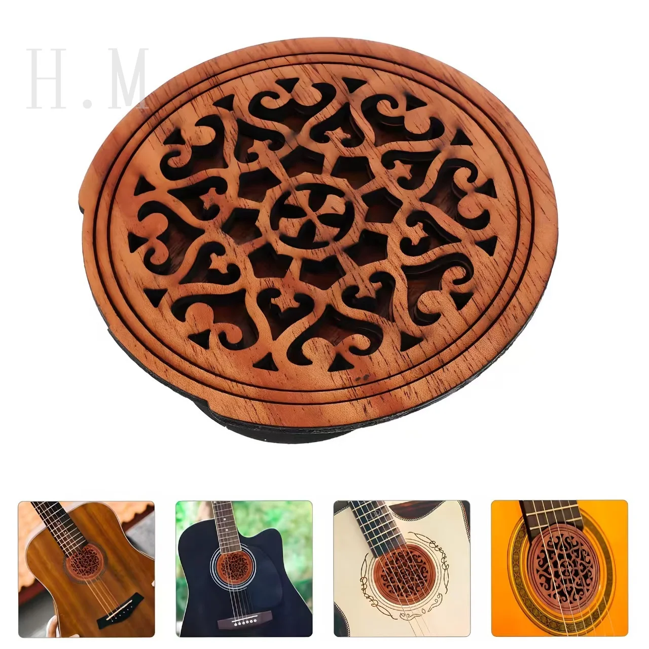 

Guitar High-grade Wooden Soundhole Sound Hole Cover Block Feedback Buffer Wood for EQ Acoustic Folk Guitars Sound Hole Cover