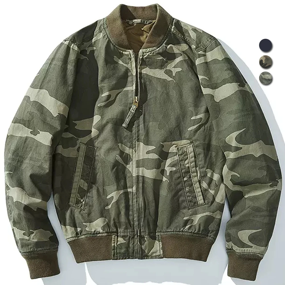 

Camouflage Bomber Jacket Men Spring Tactical Flight Jackets Casual Washed Baseball Cargo Coat Autumn Cotton Fashion Top