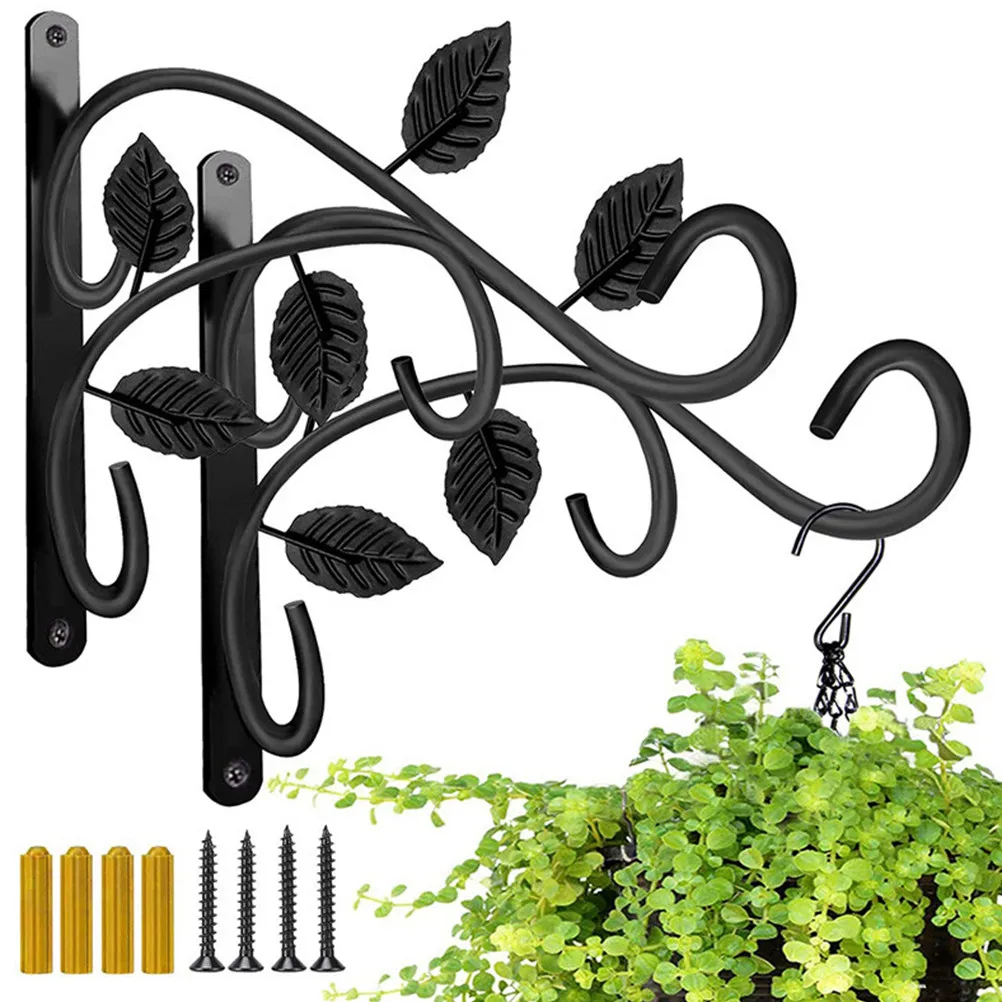 2Pcs Metal Hanging Planter Bracket Hook for Flower Pots Bird Feeders Wind Chimes String Lights Indoor Outdoor Garden Wall