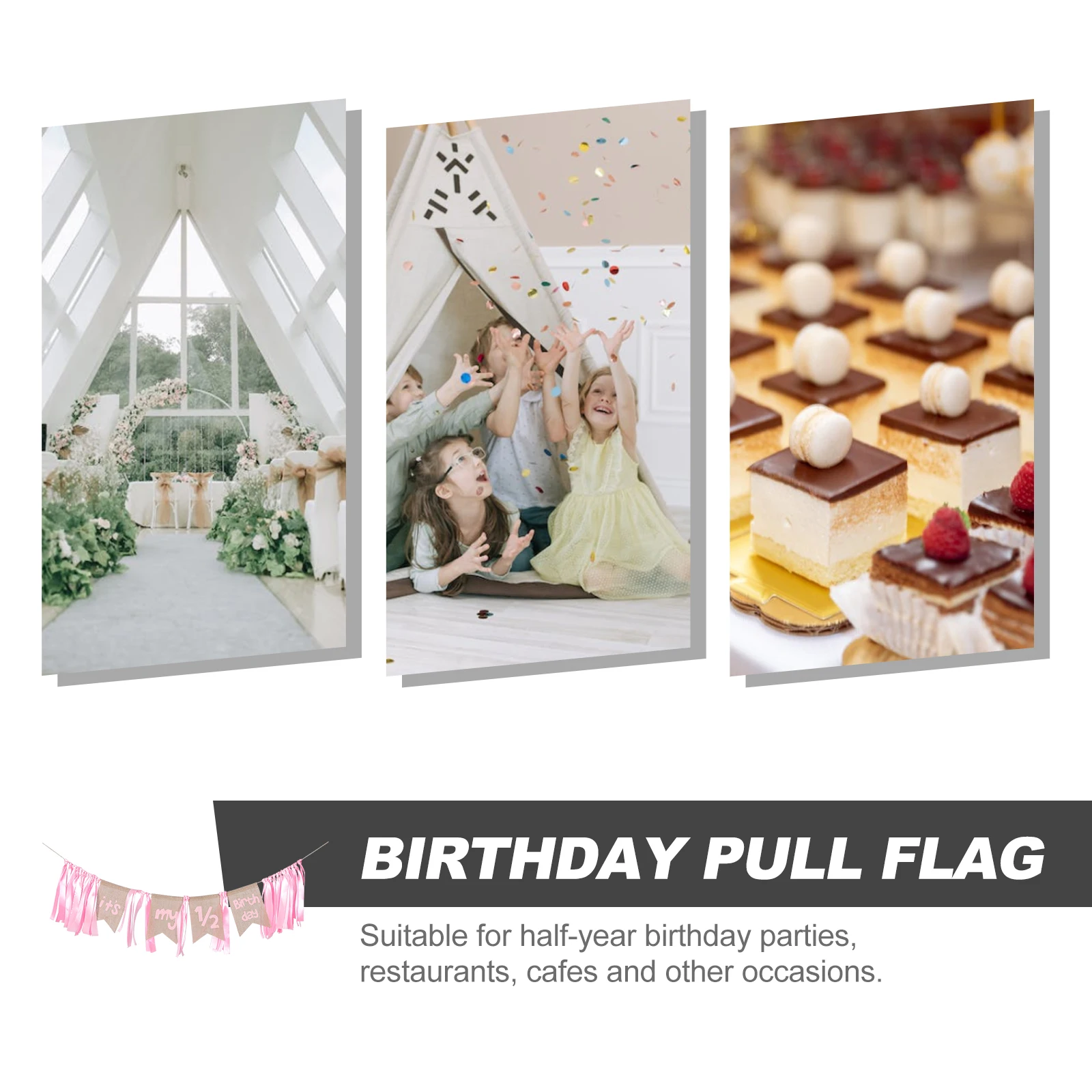 

Stylish 1/2 Birthday Flag Banner Chair Decoration Pull Flag Party Decorative Banner