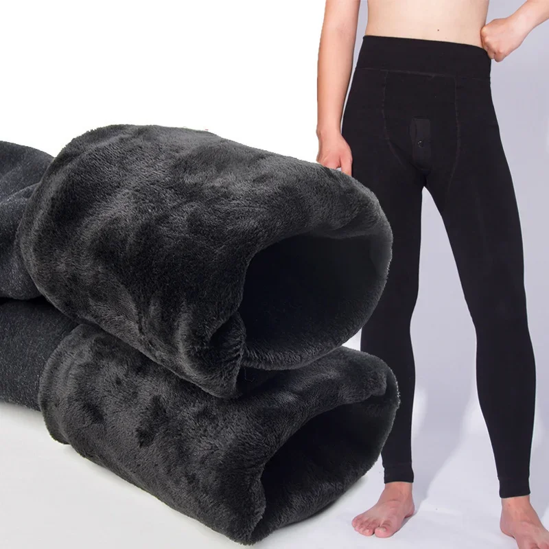 Mens Leggings Warm Thermal Pantyhose Thicken Stocking Winter Men\'s Thermal Pants Plus Size Plush Stockings Elastic Underwear