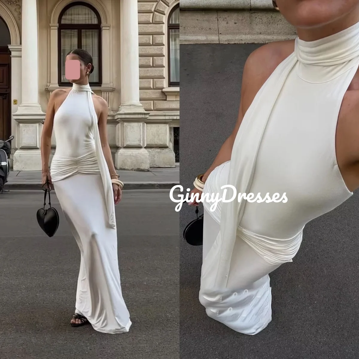 

Вечернее платье на заказ, без рукавов, длиной до пола, с застежкой-молнией, с рюшами, для особых мероприятий, А-силуэт, с завязками на шее, Vestidos De Fiesta