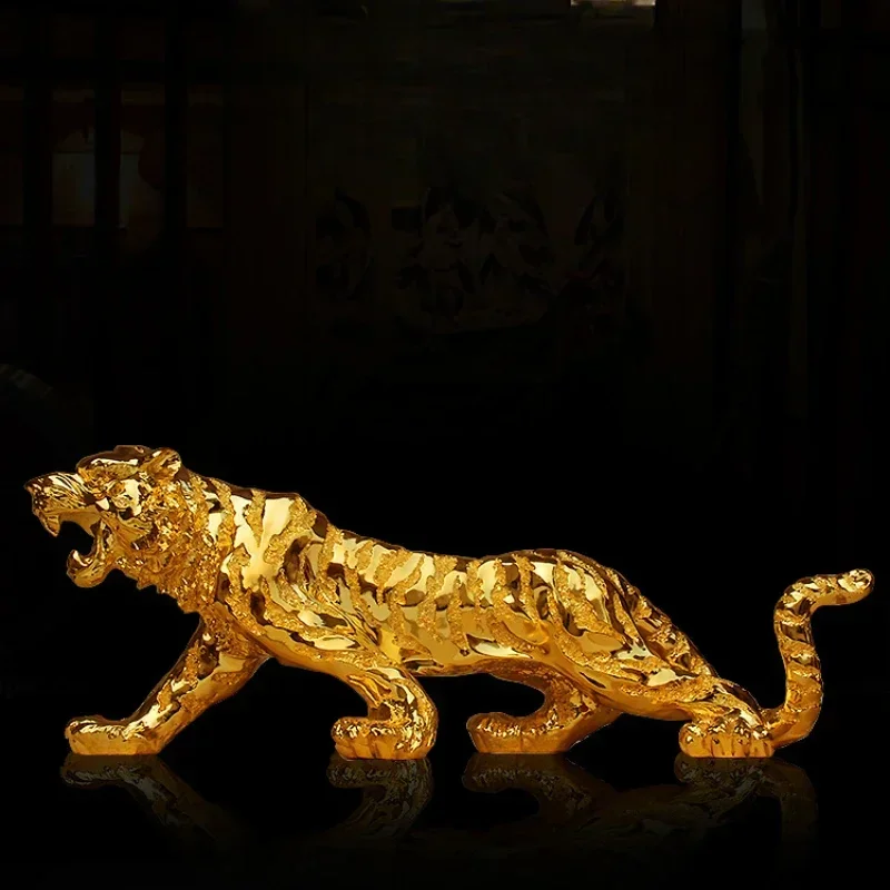 Modern Abstract Gold Panther Sculpture Geometric Resin Tiger Statue Wildlife Decor Gift Craft Ornament Accessories Furnishing