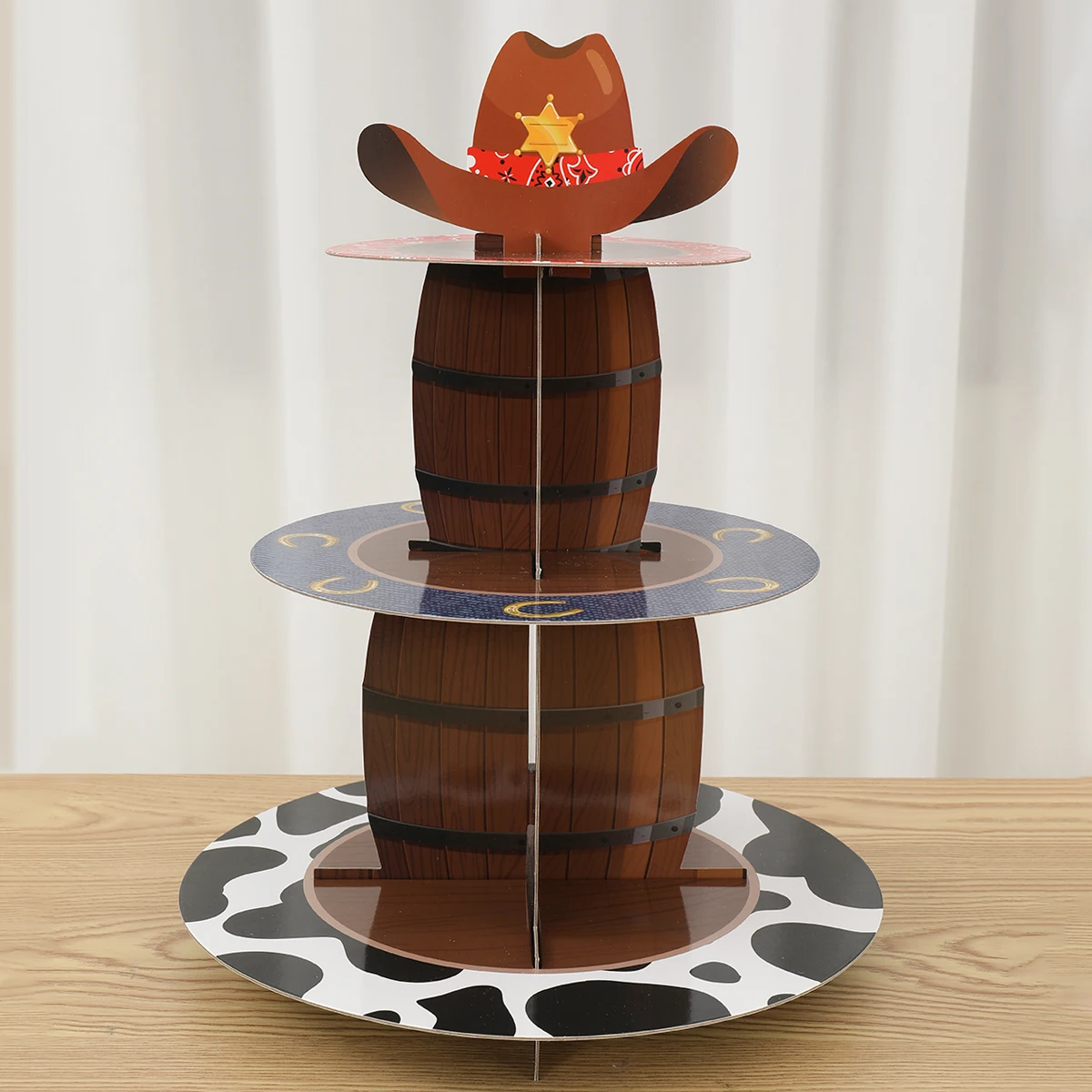 Western Cowboy Party Supplies Cake Tray Western Themed Birthday Balloons Happy Birthday 3 Tiered Party Cupcake Stand Tower Decor