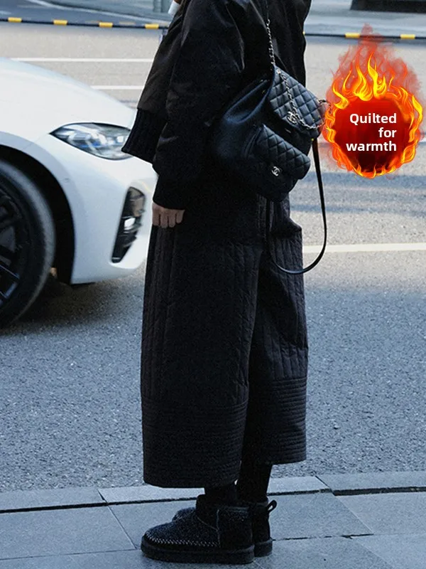 루즈 캐주얼 슬림 와이드 레그 나이프 팬츠 가을 겨울 신상 플러스 사이즈 여성 캐주얼 코튼 바지 하이웨이스트