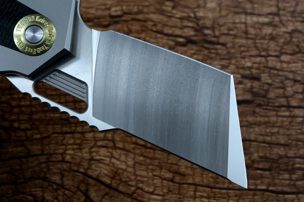TwoSun Tanto Hunting Folding Knife D2 Blade Micarta Titanium Handle Flipper Fast Open TS500 - view 4