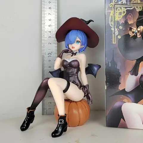 Hot 18cm Re:Zero Rem Remo Halloween Magic Night Enchantress Anime PVC Figure Toy Statue Desktop Decoration Model Doll Gift