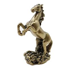 Copper Running Horse Sculpture Car Ornaments Retro Brass Animal Feng Shui Small Statue Auto Decorations Figurines