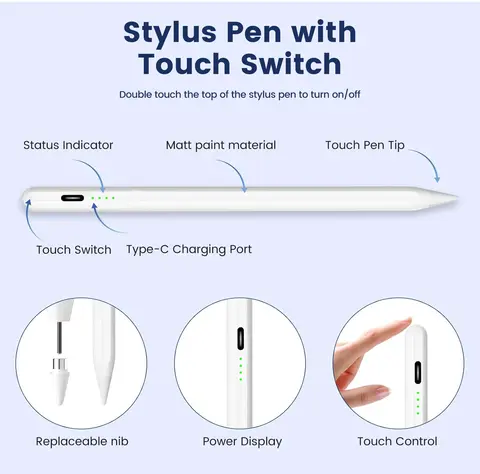 Rechargeable Stylus for Xiaomi Redmi Pad2 Pad 2 SE 8.7 7S 6S 7 6 5 Pro 11"10.61" Active Stylus Pen no need Bluetooth Connection
