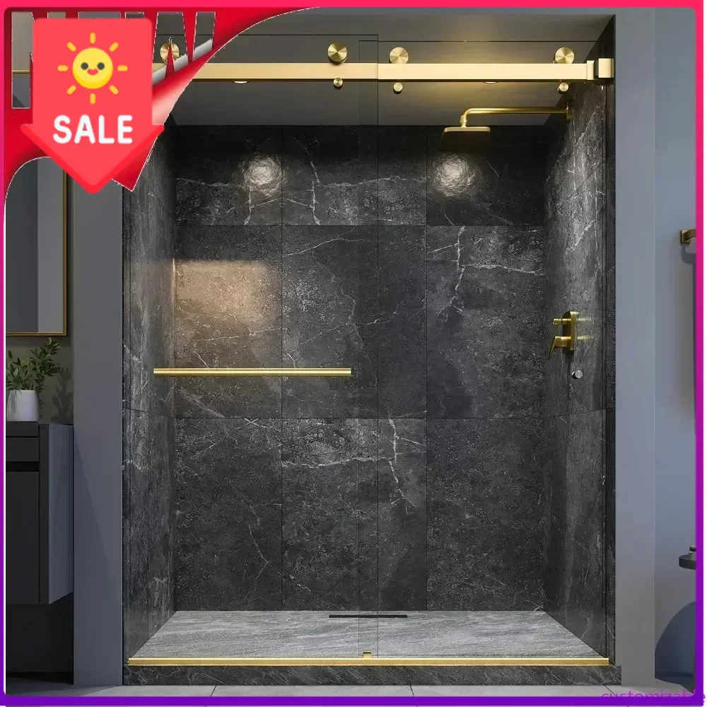 

Hot-sellingCustomizable-VITRA-200X 56.5-60" W X 78" High 3/8" Twinglide Frameless Shower Door With (10mm) Clear Tempered Glass (