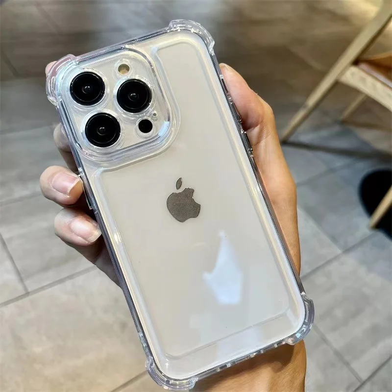 Soft Transparent Silicon Shockproof Case For iPhone 15 Pro Max 14 11 13 Pro Max X XR XS Max 7 8Plus Luxury Lens Protection Cover