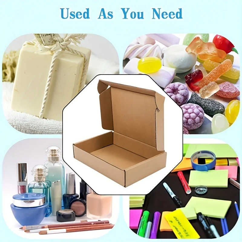 Caixa de presente quadrada de papel kraft durável, formato de avião, ideal para itens pequenos, artesanato, joias, papelão resistente, envio e armazenamento seguros
