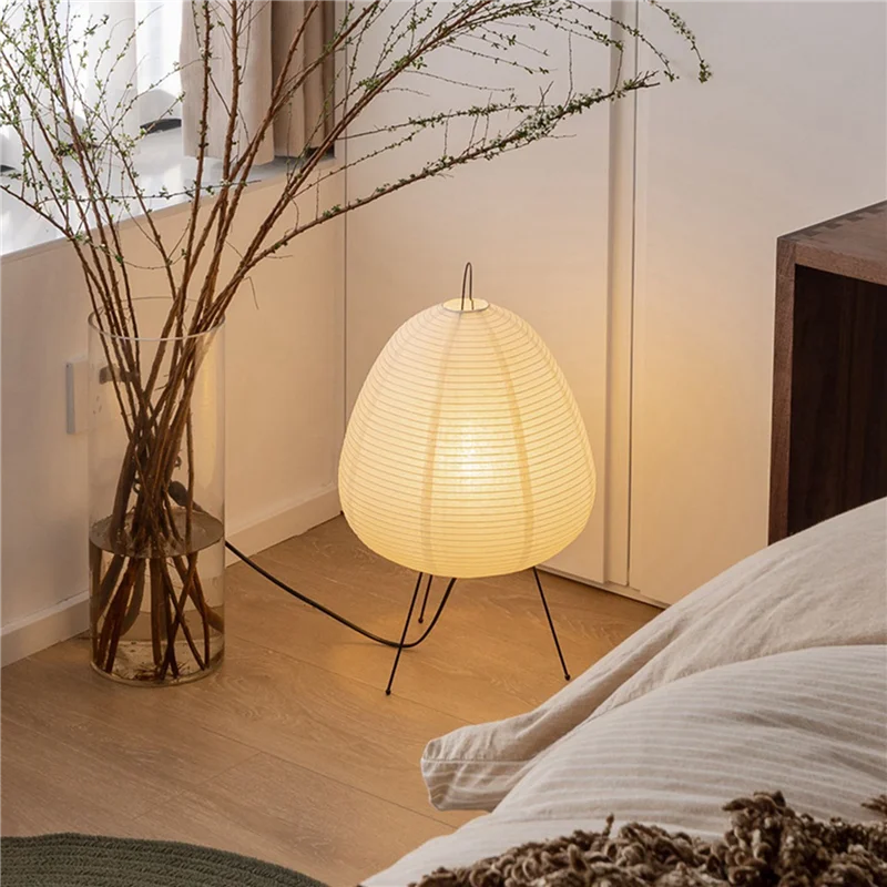 

ABZS 2X Japanese Rice Paper Lantern LED Table Lamp Living Room Bedroom Bedside Study Hotel Homestay Tripod Floor Lamp,US Plug