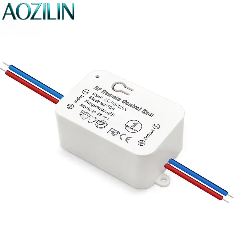 AOZILINFor Mini 433MHz Wireless 1 Channel AC 110V 220V Light Remote Control Switch With Cable Easy Connect For Lights Fans Bulbs