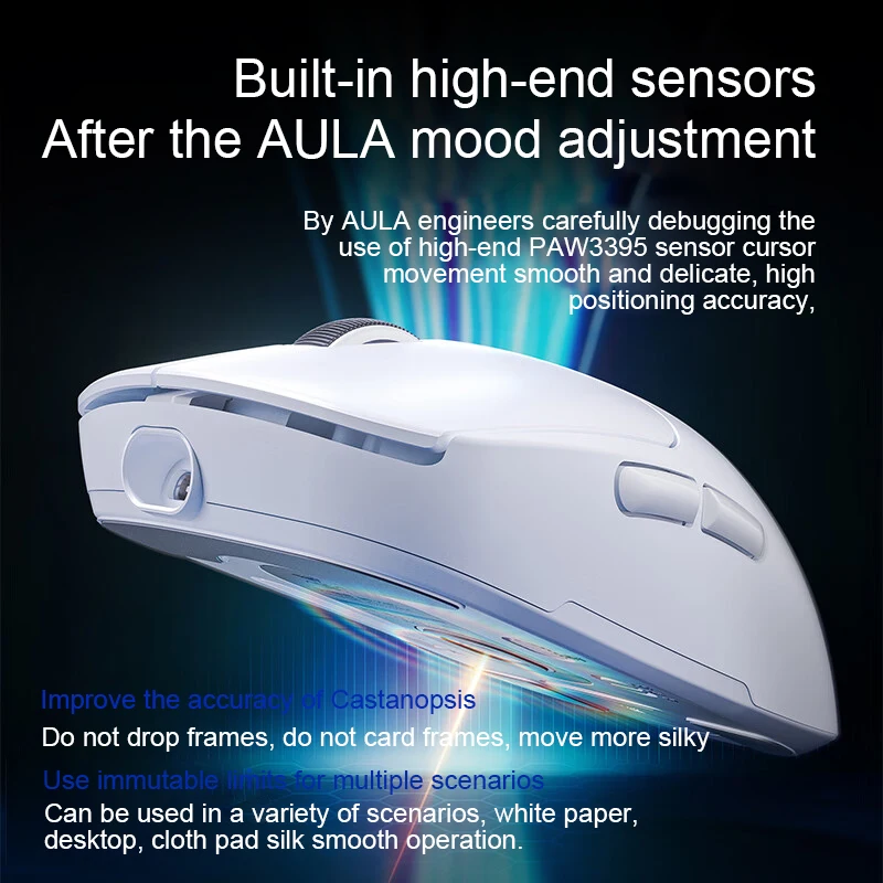 AULA SC680 Wireless Three-Mode Lightweight Gaming Mouse, Wired/2.4G/Bluetooth, Long Battery Life for E-Sports, Charging