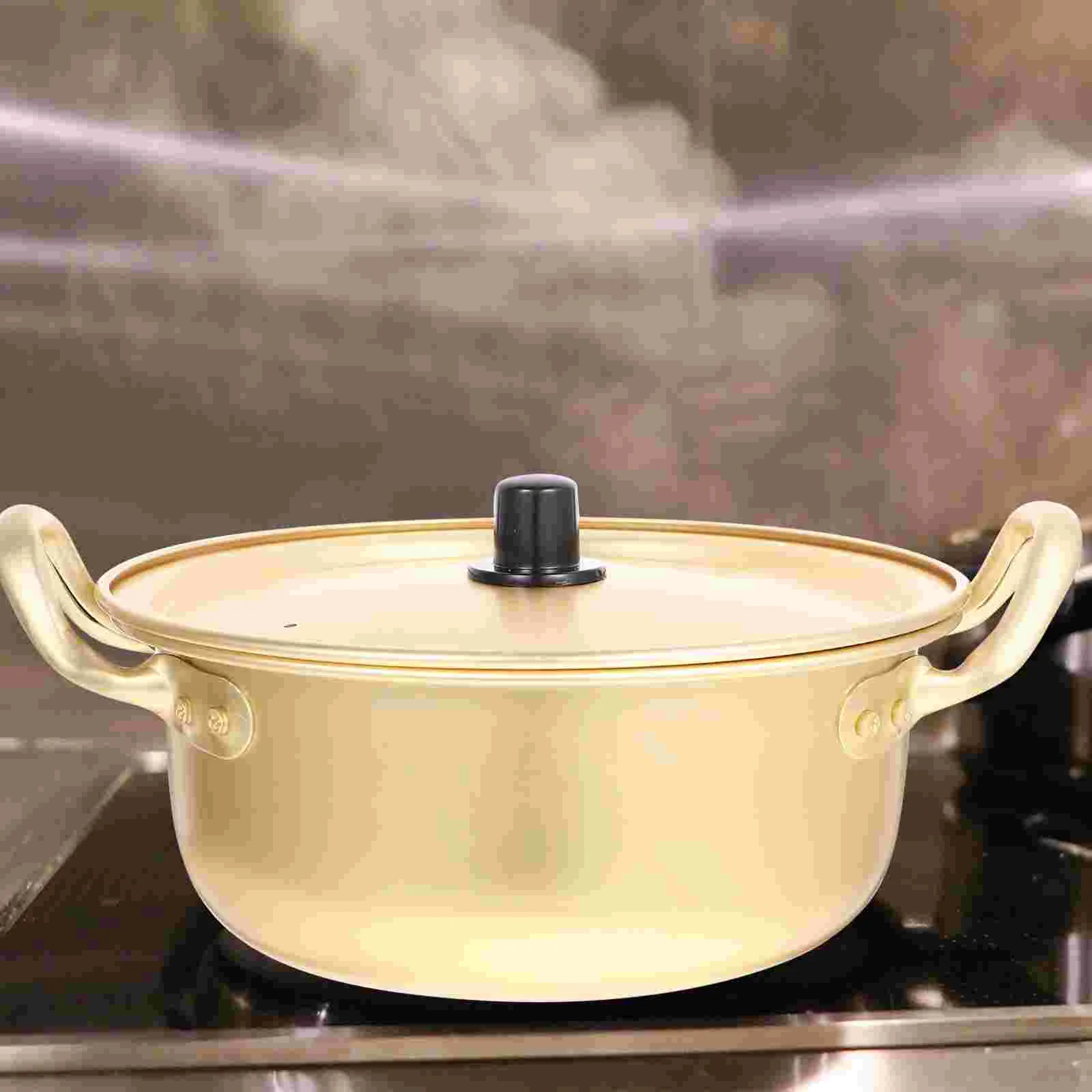 

Induction Griddle Instant Noodle Pot Aluminum Cutlery Set Double Handled Golden Stock