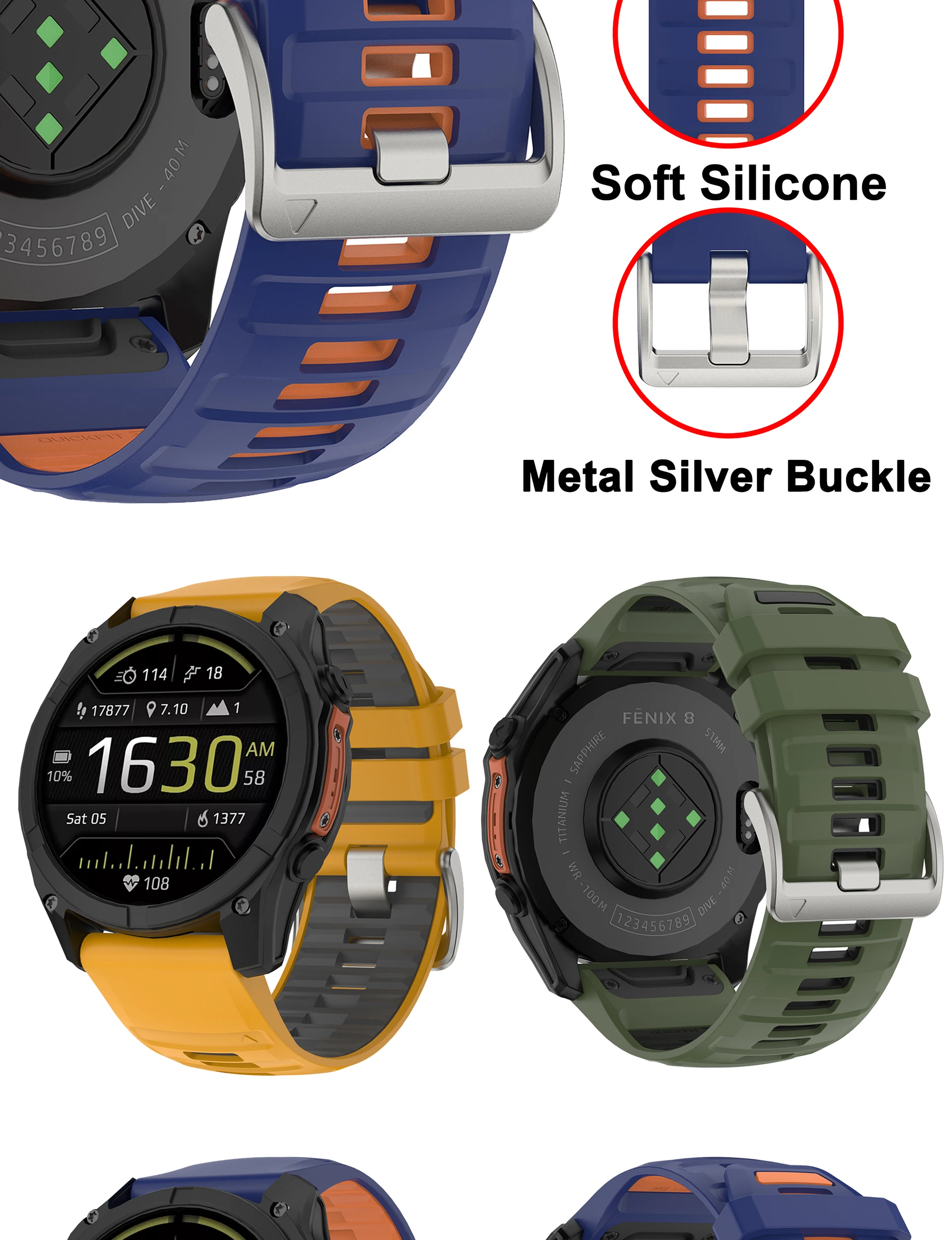Für Fenix 8 47mm 51mm Uhrenarmband 22 26mm QuickFit Armband für Garmin Fenix 8 7 7X Pro 6 6X Pro 5 5X 965 955 Epix Pro Gen2 Armband – Detail 4