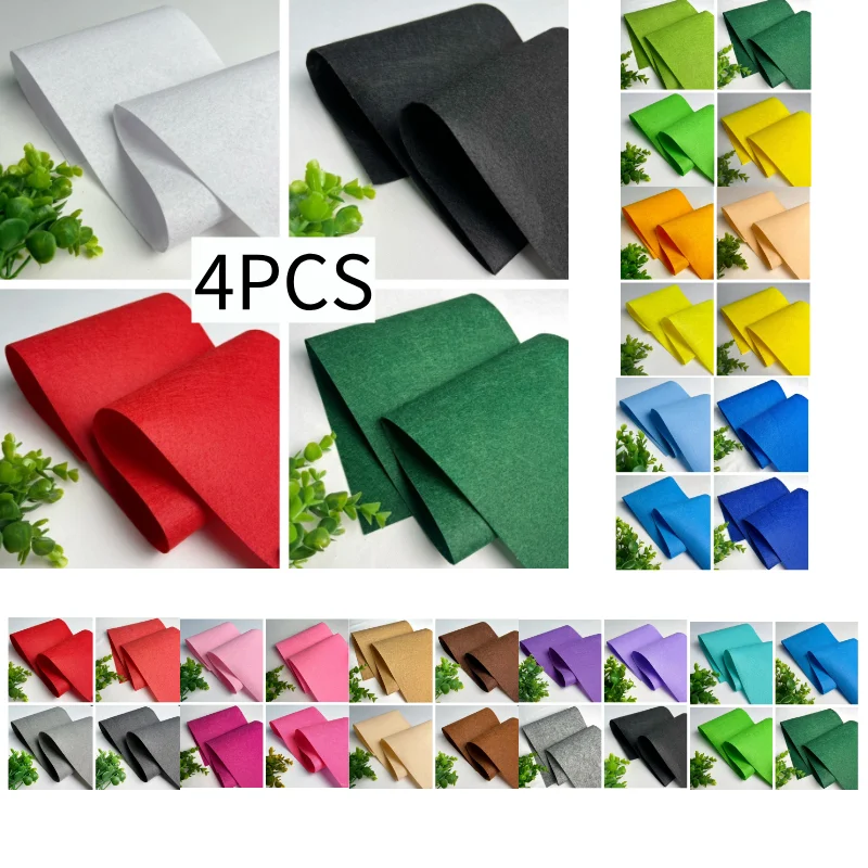 Juego de tela de fieltro de 4 piezas, con un ancho de 85 cm/33,46 pulgadas, adecuado para manualidades de bricolaje como muñecas, bolsos, otros artículos hechos a mano