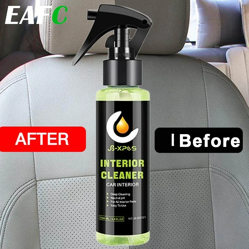 EAFC 50ML /100ML Car Foam Cleaner  Neutral PH for Leather Woven Fabric Seat Decontamination Car Interior Cleaner Spray Tool