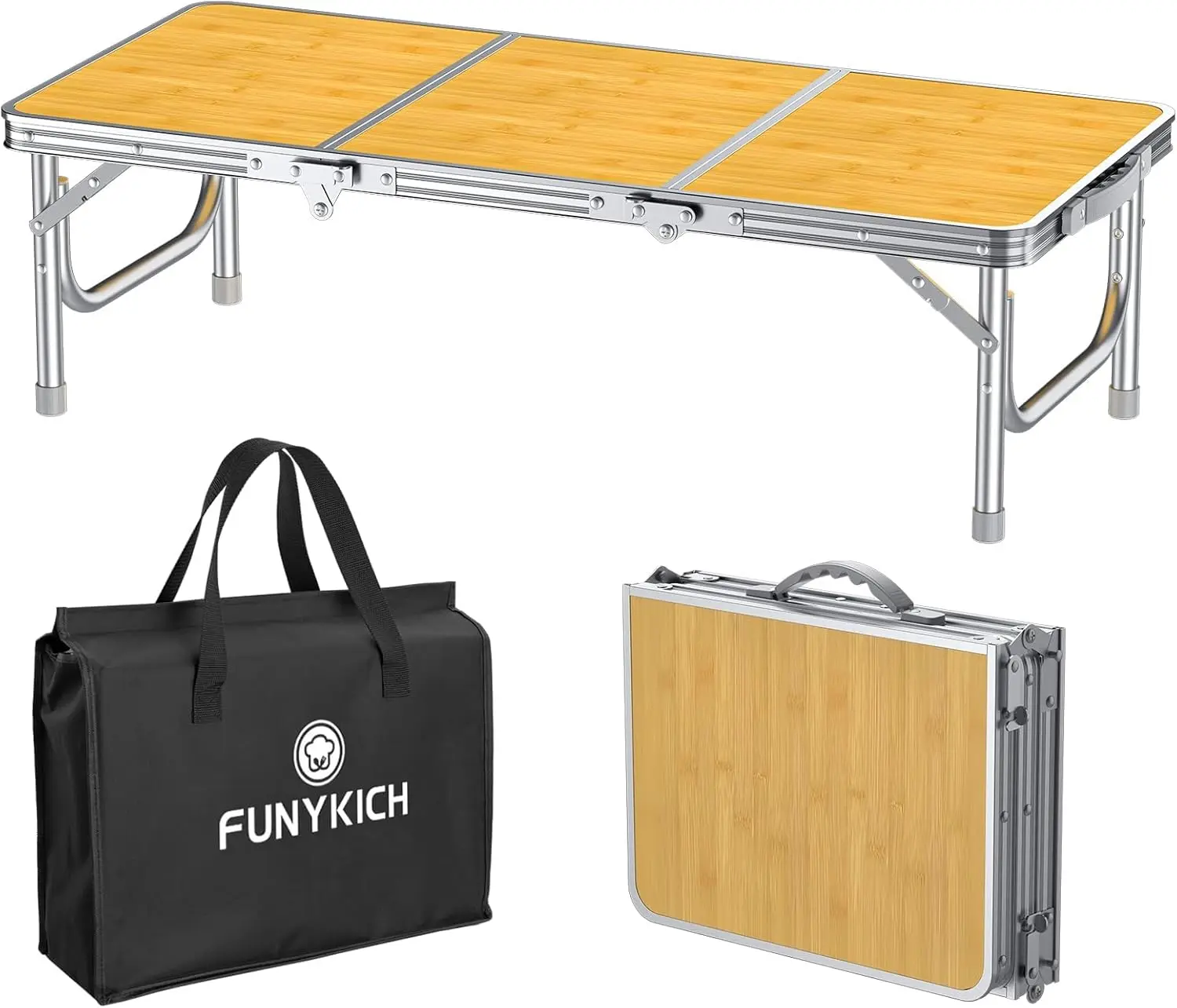 

3ft Low Folding Camping Table with Carry Bag, Portable Picnic Tables, Lightweight Aluminum Beach Table for Outdoor Activities