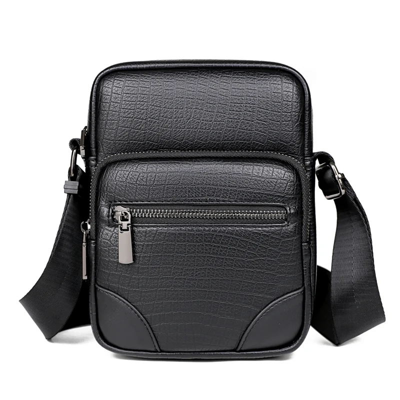 New Men's vertical printed shoulder bags multi-pocket crossbody bag leather Storage Bag side bag for men bolsos para hombre