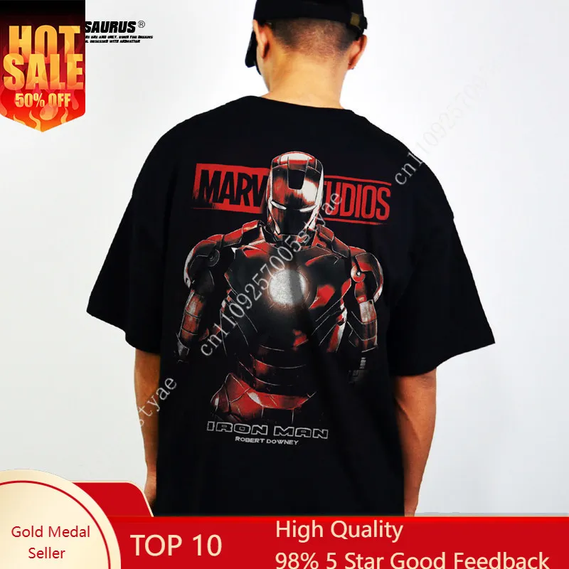 

New Marvel-themed Iron Man T-shirt - Pure Cotton Short-sleeved Movie Style Loose-fitting Casual Wear