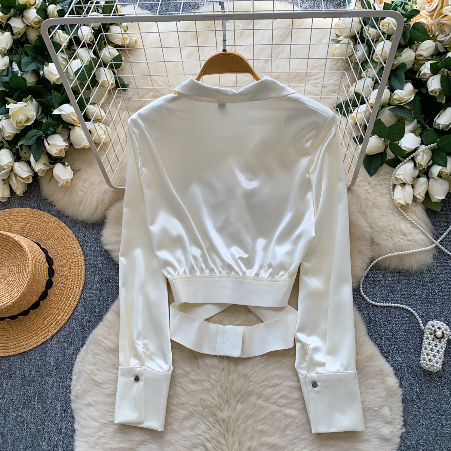 Elegante sexy oco para fora cruzado manga longa topo feminino moda coreana hotsweet high street roupas de outono