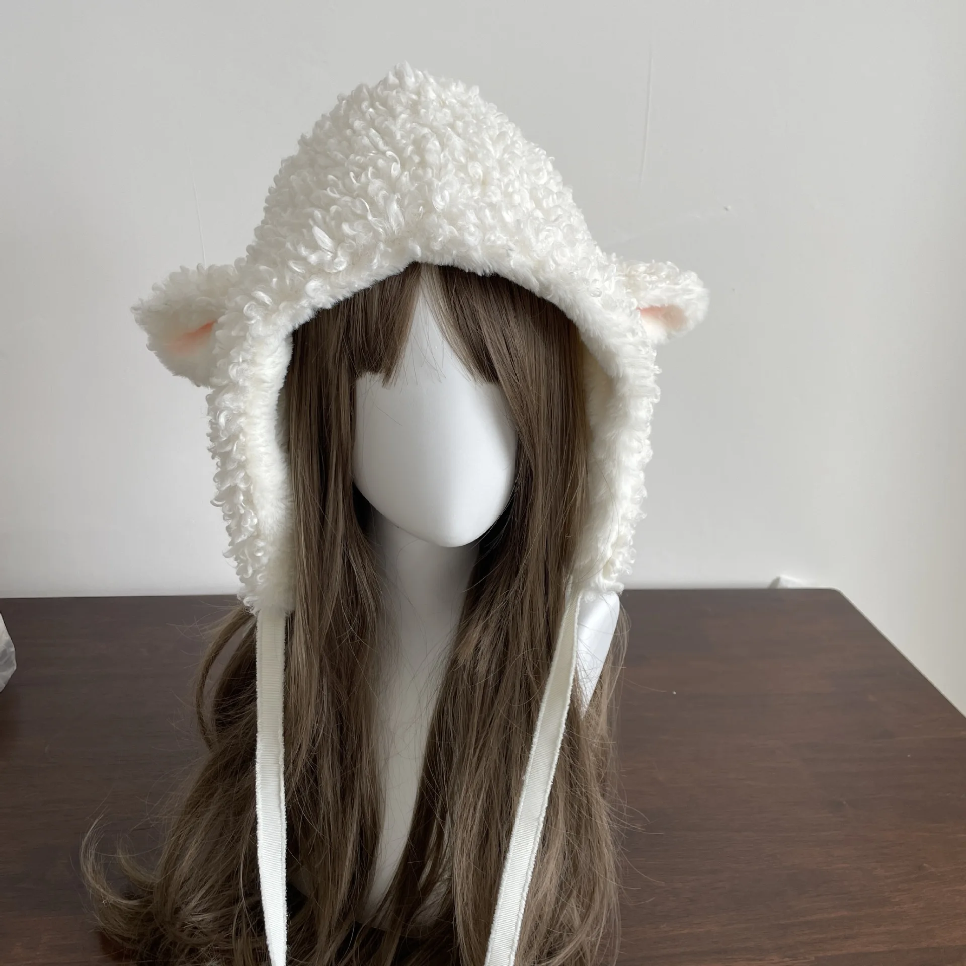 Cute Sheep Ears Hat Lamb\'s Wool Winter Ear Protection Hat Plush Boots Cover Socks Leg Warmers Performance Costume Bomber Hats