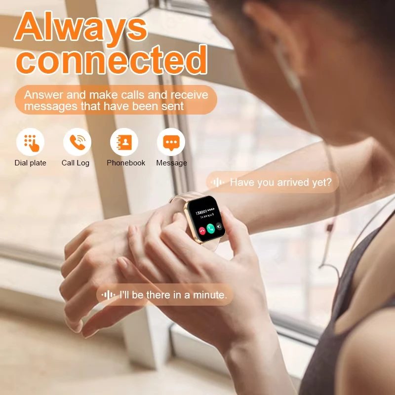 LIGE jam tangan pintar wanita, jam tangan pintar Monitor kesehatan fisiologis Bluetooth panggilan olahraga kebugaran Andrio IOS