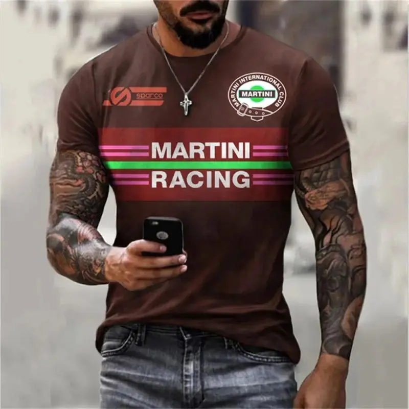 

New men's 3D printed short sleeved T-shirt, top retro motorcycle racing, large clothing, Esso top, quick drying