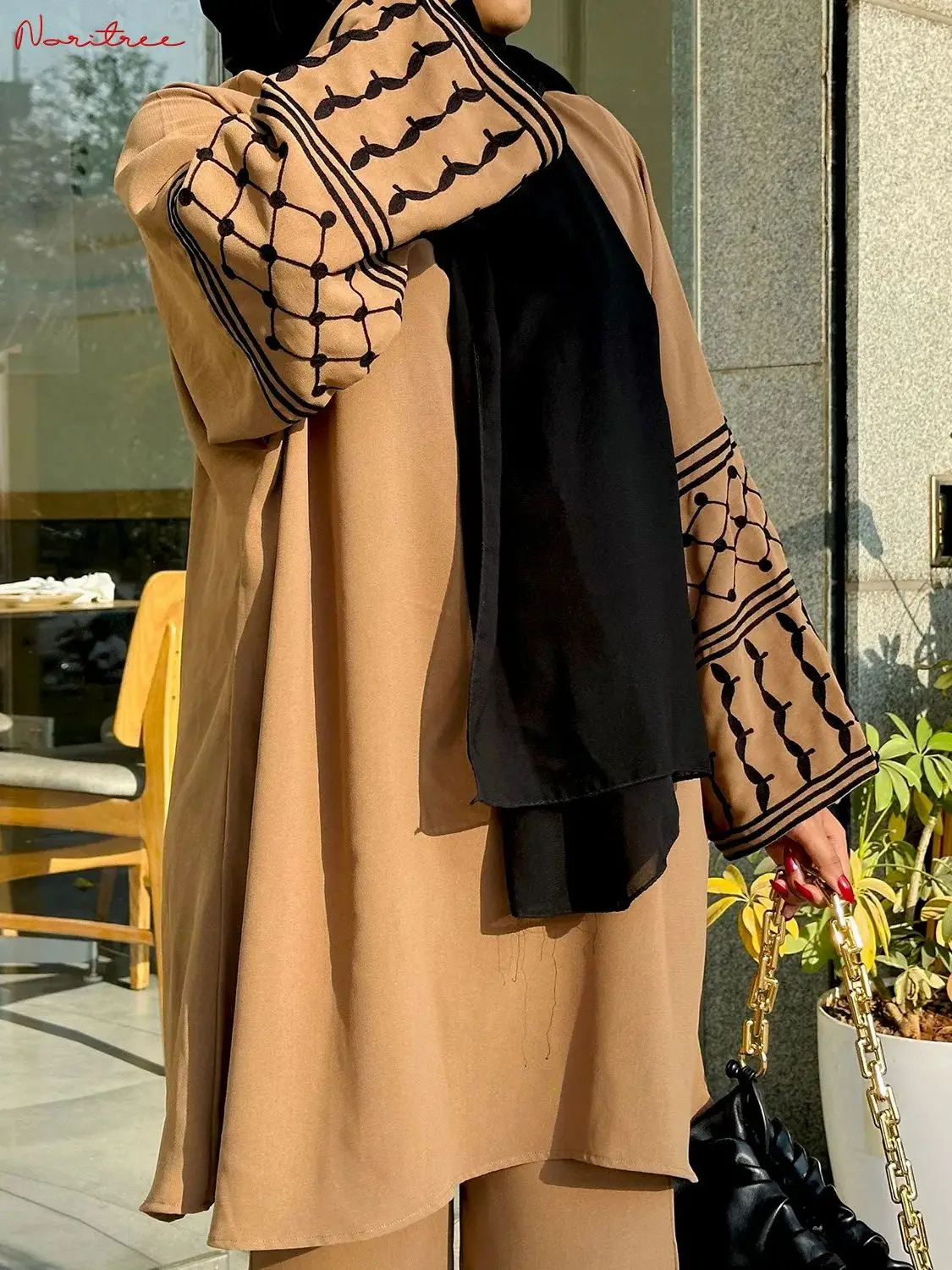 2Pieces Ramadan Eid Djellaba Suits Abaya Dubai  Embroidery Shirt + Pants Muslim Sets Abaya Dubai Muslim Islam Abayas WY2060