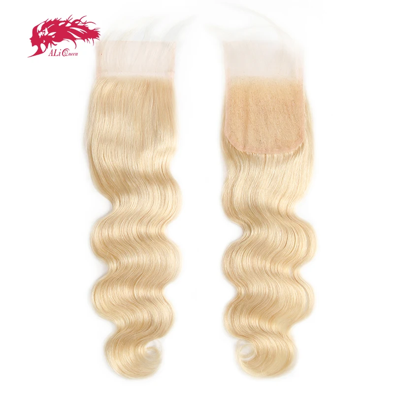 Ali Queen Body Wave 613 Blonde Lace Closure 5x5 Free Part 100% Human Hair Pre-Plucked Brazilian Virgin Hair Transparent HD Lace