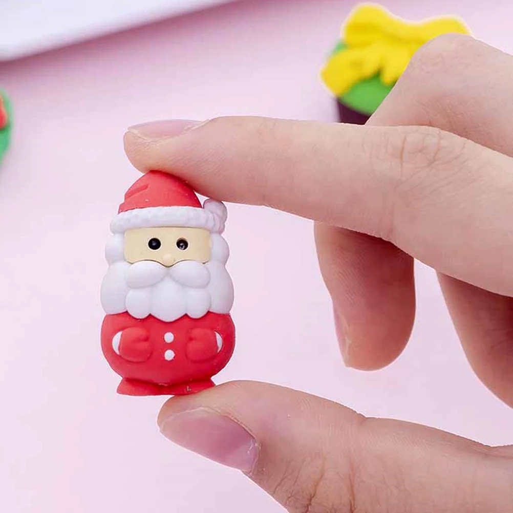 

Christmas Erasers 3 Boxes Novelty Stationery Cute Cartoon Design Safe Student Toy Mini Pencil Eraser Gift