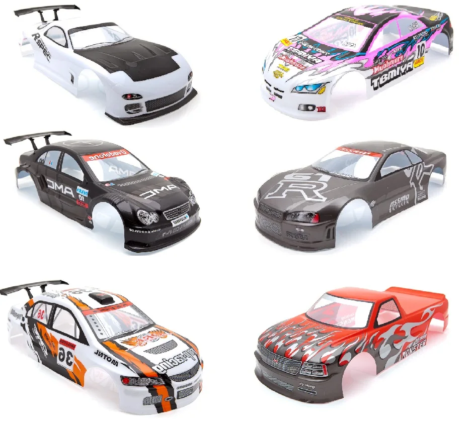 46 stili 1/10 RC car shell body shell 190/195/200mm larghezza PVC RC shell/accessori per 1:10 RC hobby drift Touring hsp