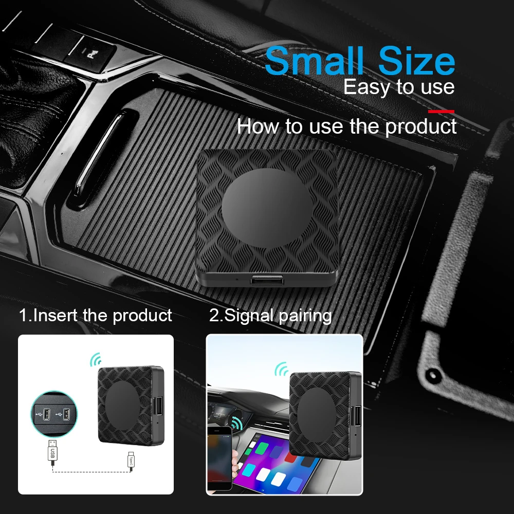 2025 3 في 1 CarPlay Ai Box Android Auto Aadpter Smart TV Box 2+16GB Youtube Netflix Video لـ 99% من سيارات Carplay السلكية