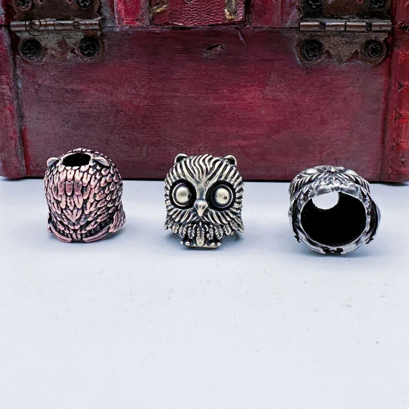 Cute Owl Brass Knife Bead EDC Outdoor DIY Paracord Woven Bracelets Accessories Lanyard Pendant Umbrella Rope Flashlight Hangings