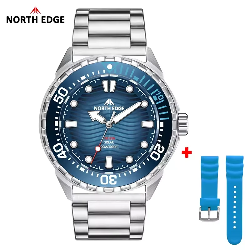 

Наручные часы NORTH EDGE TRITON-TI из титана и нержавеющей стали с солнечной батареей, водонепроницаемые до 300 м, кварцевые, для мужчин, роскошные, с запасом хода более 180 дней.