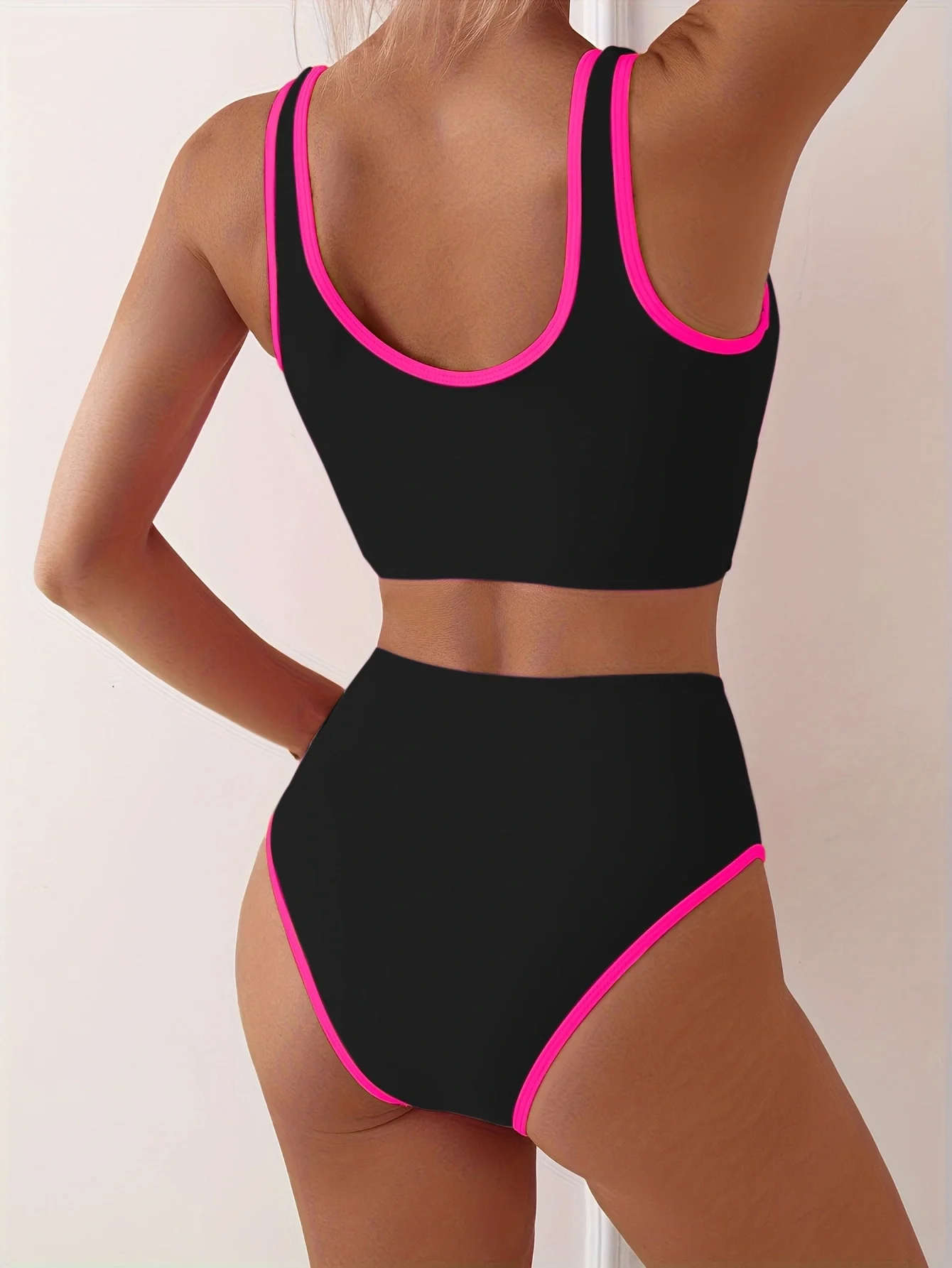 Sportliche Bikinis mit hoher Taille, 2025, Farbblock-Badeanzug, Damen, sexy Bademode, weibliche Badegäste, Baden, Schwimmen, Badeanzug, Strandmode, XXL