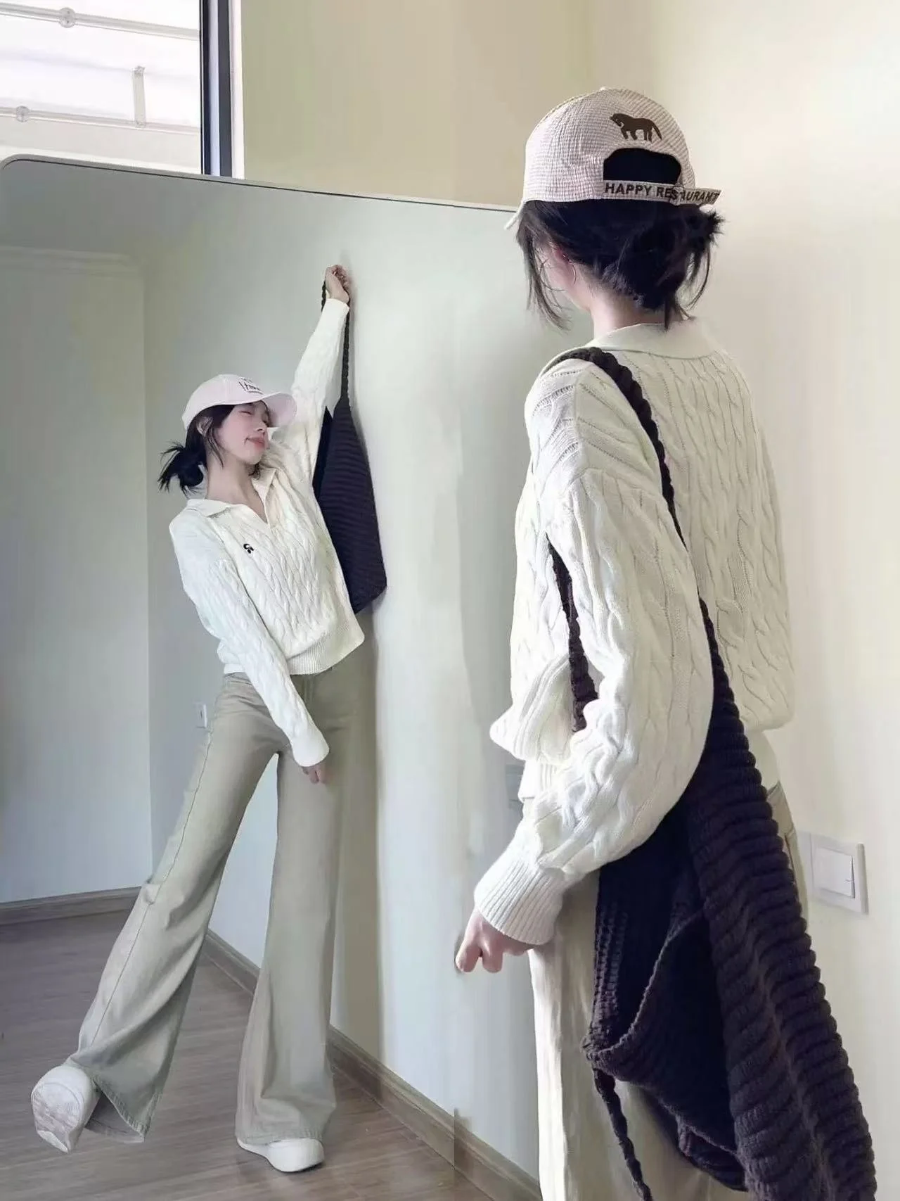 

Корейский белый вязаный свитер Sle Long Sve, повседневный повседневный трикотаж с вышивкой, осень-зима, Новое поступление, плата премиум-класса...