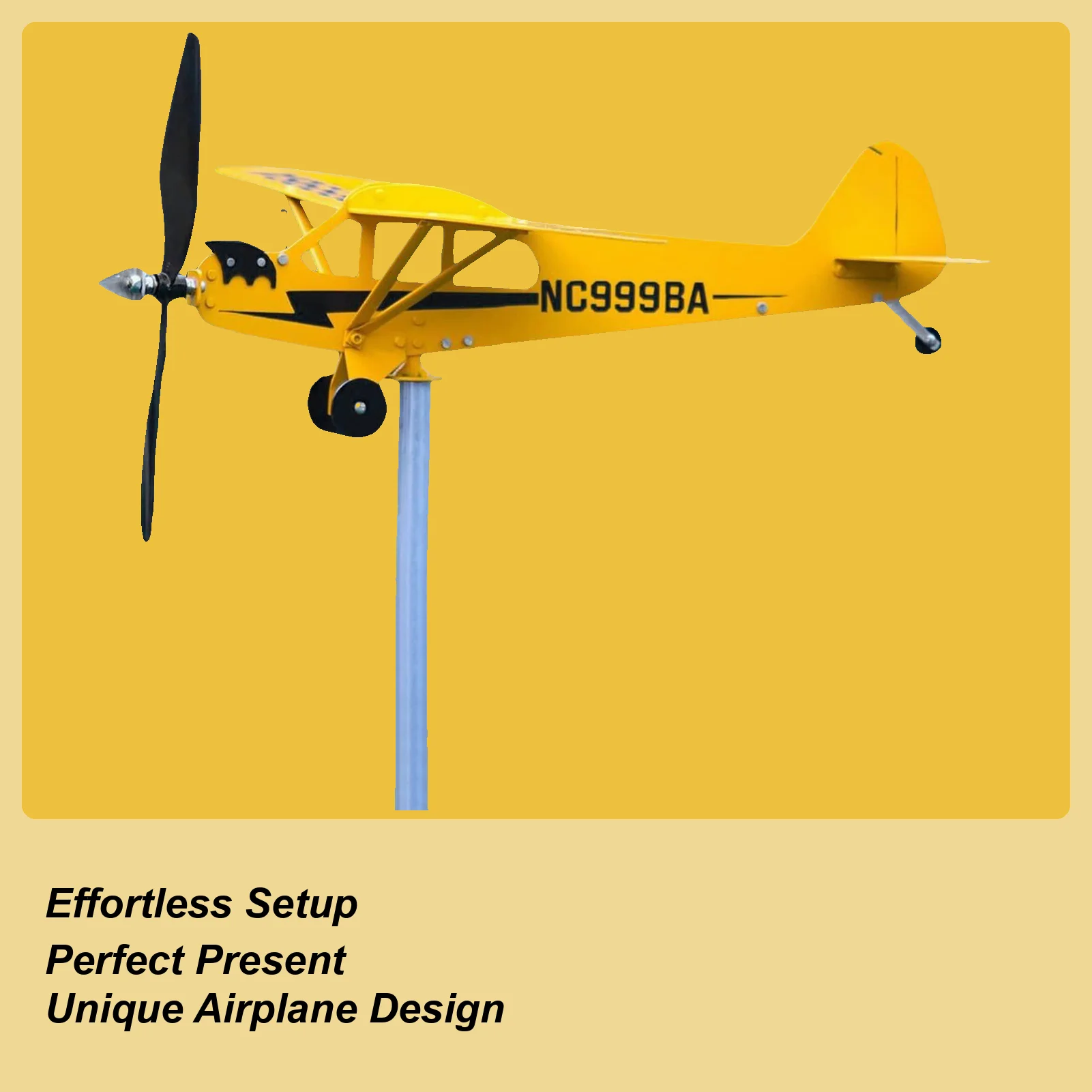 Wind Spinners Outdoor Decorative Airplane Pinwheel Rotating Metal Weathervane Yard Art Wind Spinner For Porch Backyard Outdoor