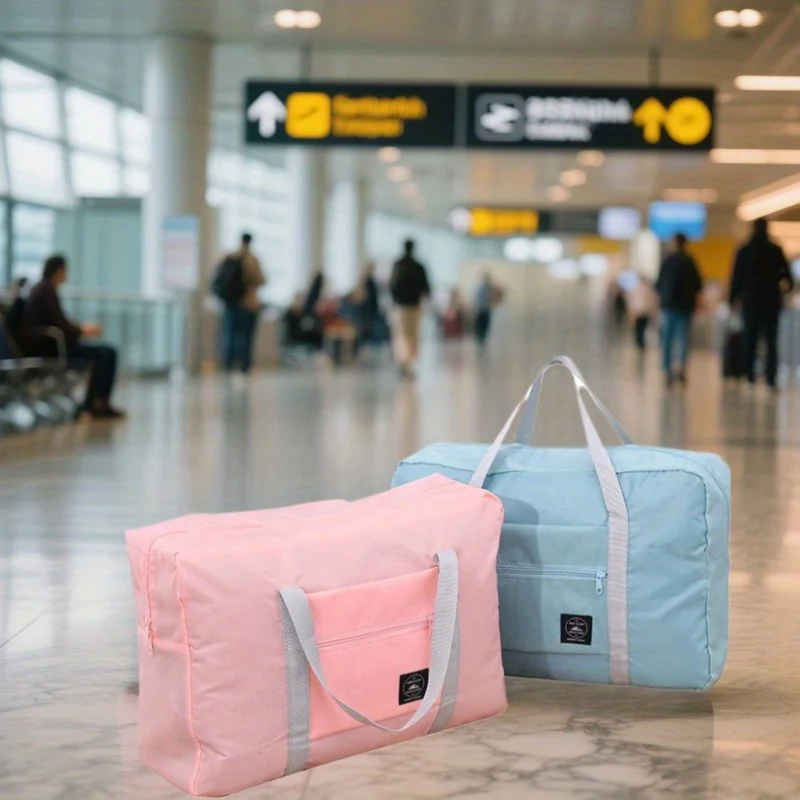 حقيبة سفر قابلة للطي من القماش الخشن، حقيبة سفر خفيفة الوزن وسعة كبيرة، ملحقات رحلة عطلة نهاية الأسبوع الرياضية طوال الليل، حقيبة تخزين متحركة