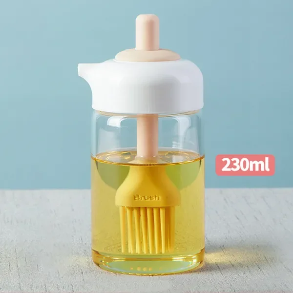 

1pc Oil Dispenser; 2 In 1 Wide Opening Bottle With Silicone Brush; Glass Condiment Bottles For Kitchen Cooking; BBQ; Baking