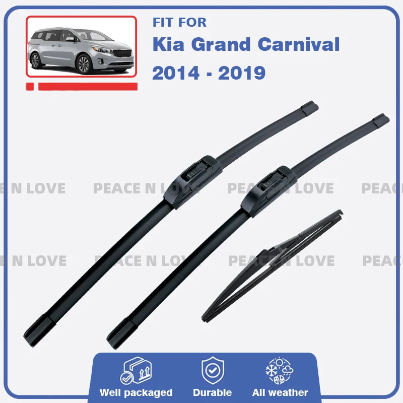 

Front Rear Wiper Blades For Kia Grand Carnival 2014 - 2019 Set Brush Window Windscreen Windshield Rubber Brushes Car Accessories