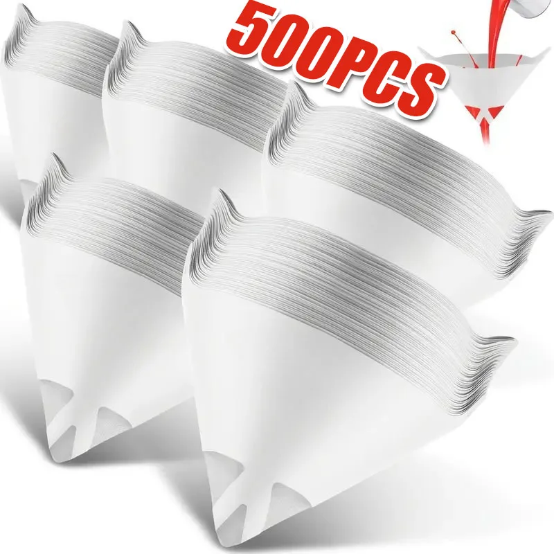 10-500PCS Car Disposable Paper Filter 190 Mesh Purifying Straining Cup Paint Spray Mesh Conical Nylon Micron Paper Funnel Tools