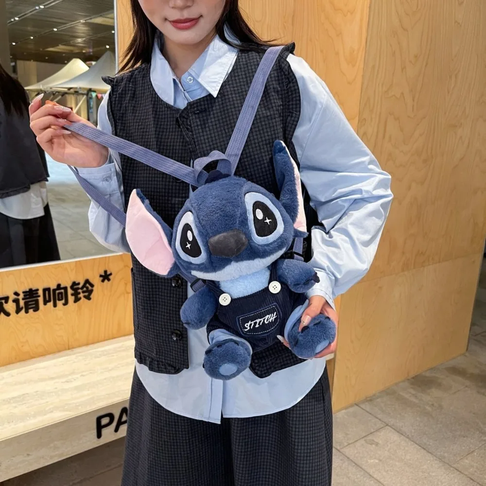 

Kawaii Disney Stitch Plush Toy Hoodie Strap Doll Cute Cartoon Large Capacity Doll Pillow Bag Girls Gifts Toys for Kids